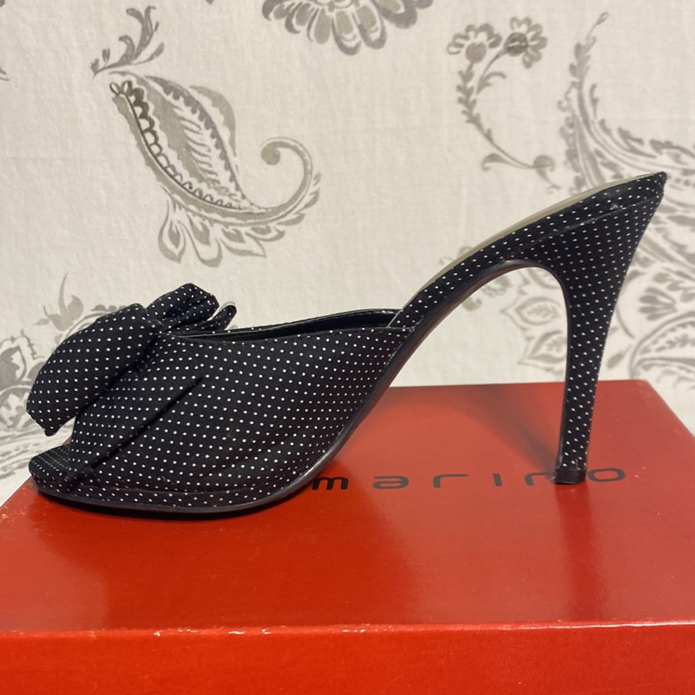 Anna Marino backless Black and white polkadot heels size 8 1/2 - Picture 9 of 14